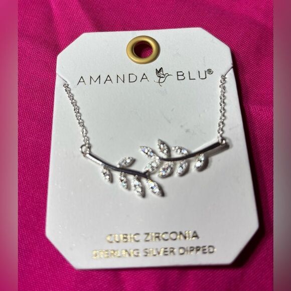 NEW Amanda Blu Cubic Zirconia Sterling Silver Dipped Double Branch Necklace NWT - Picture 1 of 2